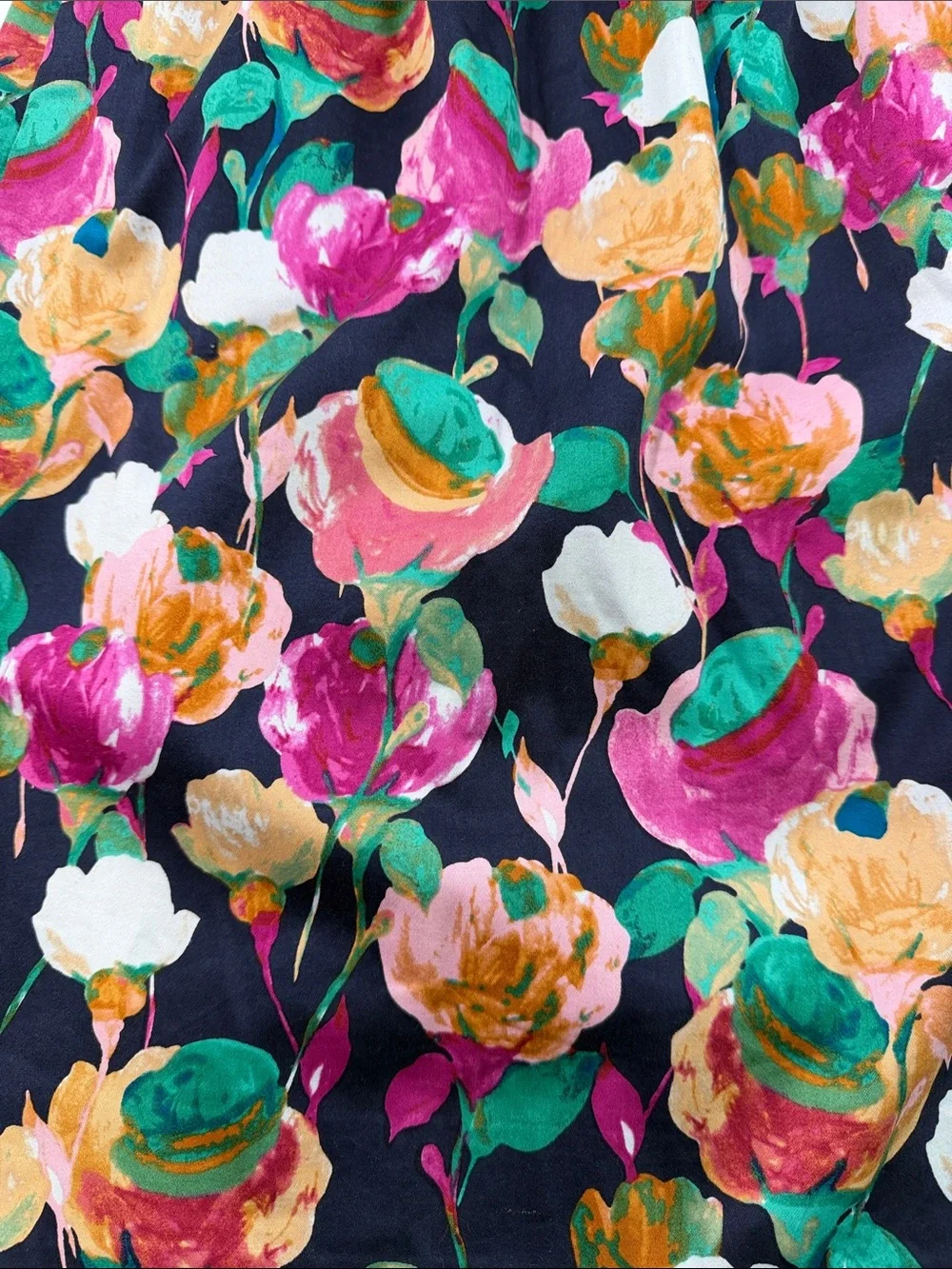 J. Crew Navy A-Line Skirt with Multicolor Floral Print